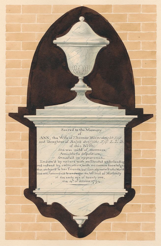 Memorial to Ann Wainewright, from Chiswick Church