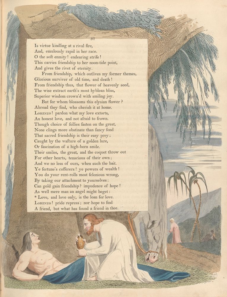 Young's Night Thoughts, Page 37, "Love, and love only, is the loan for love" by William Blake.