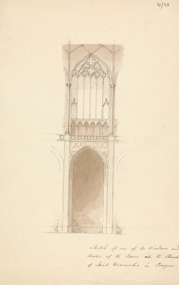 Sketch of a Window and Arches of the Nave in the Church of St. Wensceslas in Prague by Sir Robert Smirke the younger