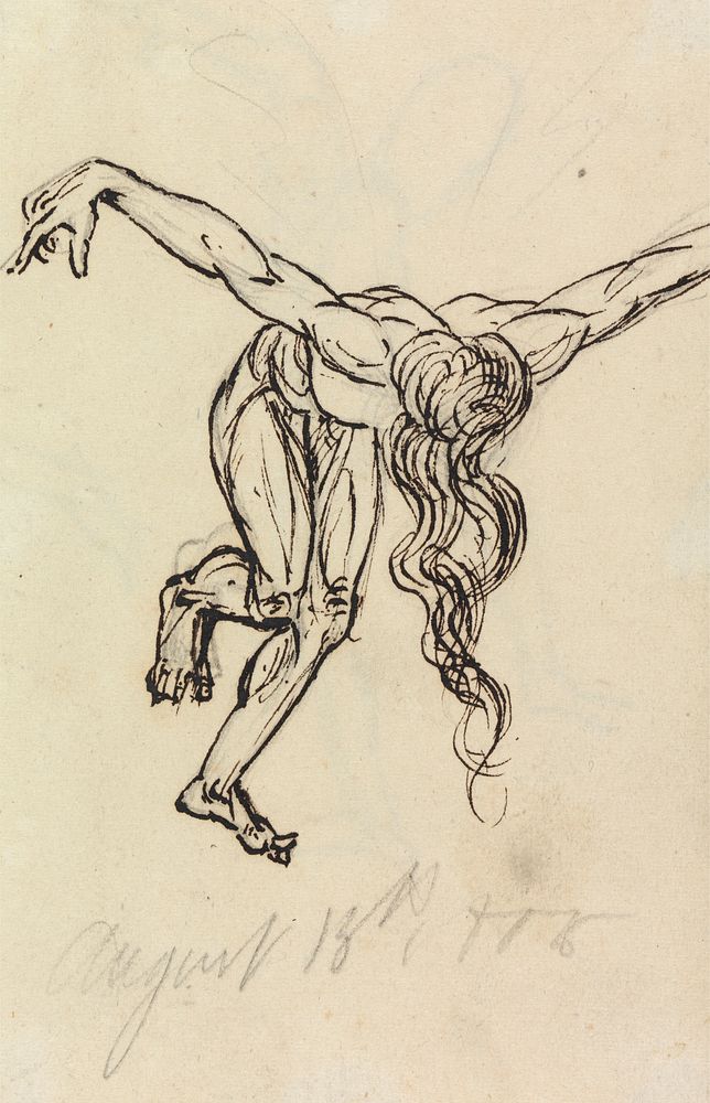 Study of a Nude, Leaning Forward, with Arms Extended Out