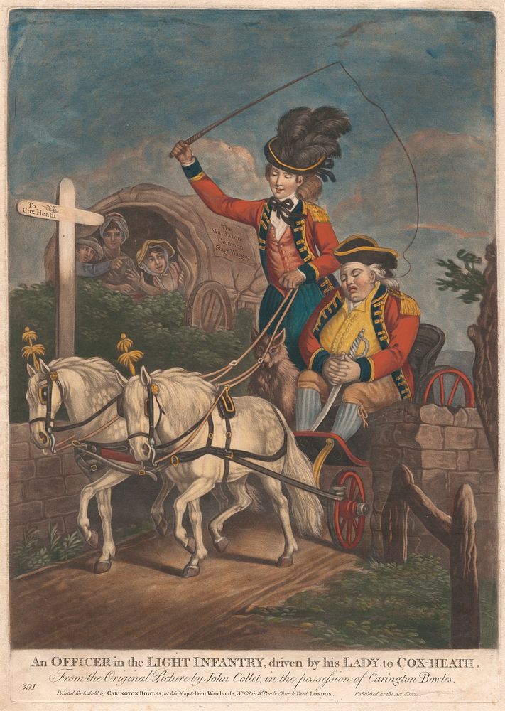 An Officer in the Light Infantry, driven by his Lady to Cox-Heath