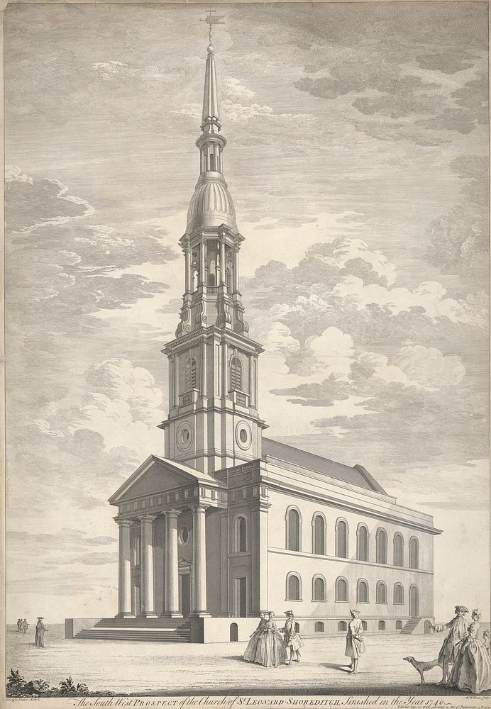 The S. W. Prospect of the Church of St. Leonard, Shoreditch