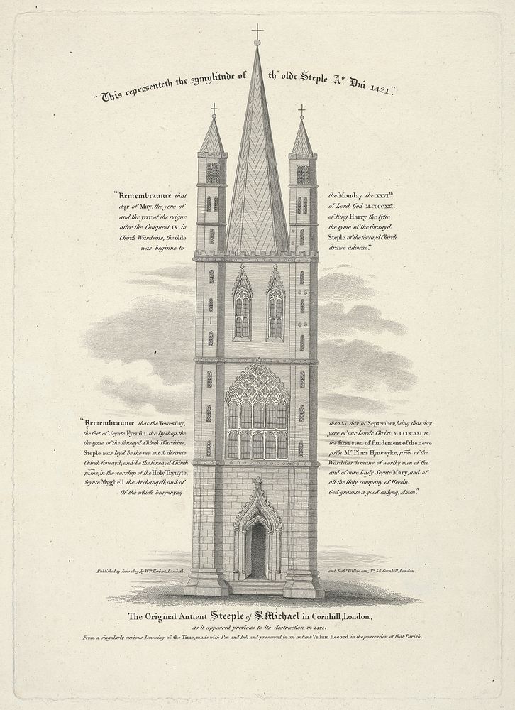 The Original Antient Steeple of St. Michael in Cornhill