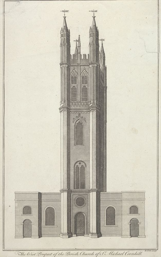 The West Prospect of the Parish Church of St. Michael, Cornhill