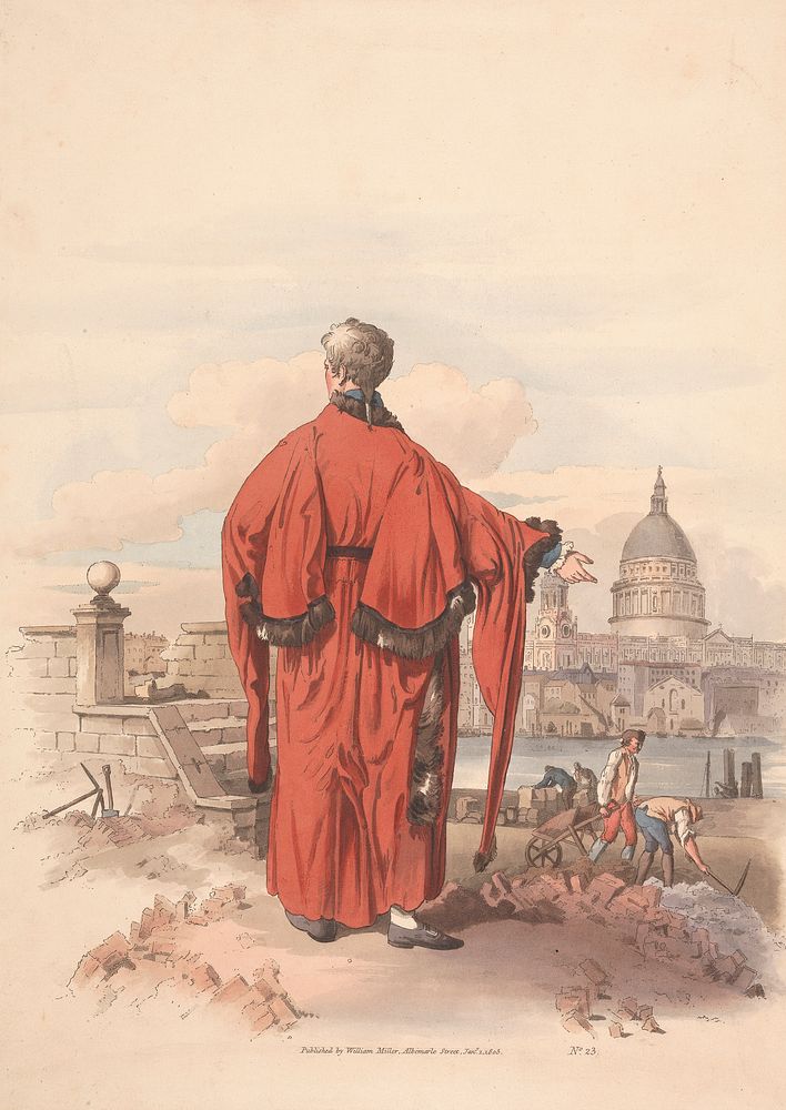 View of St. Pauls across the River with Gowned Figure in Foreground