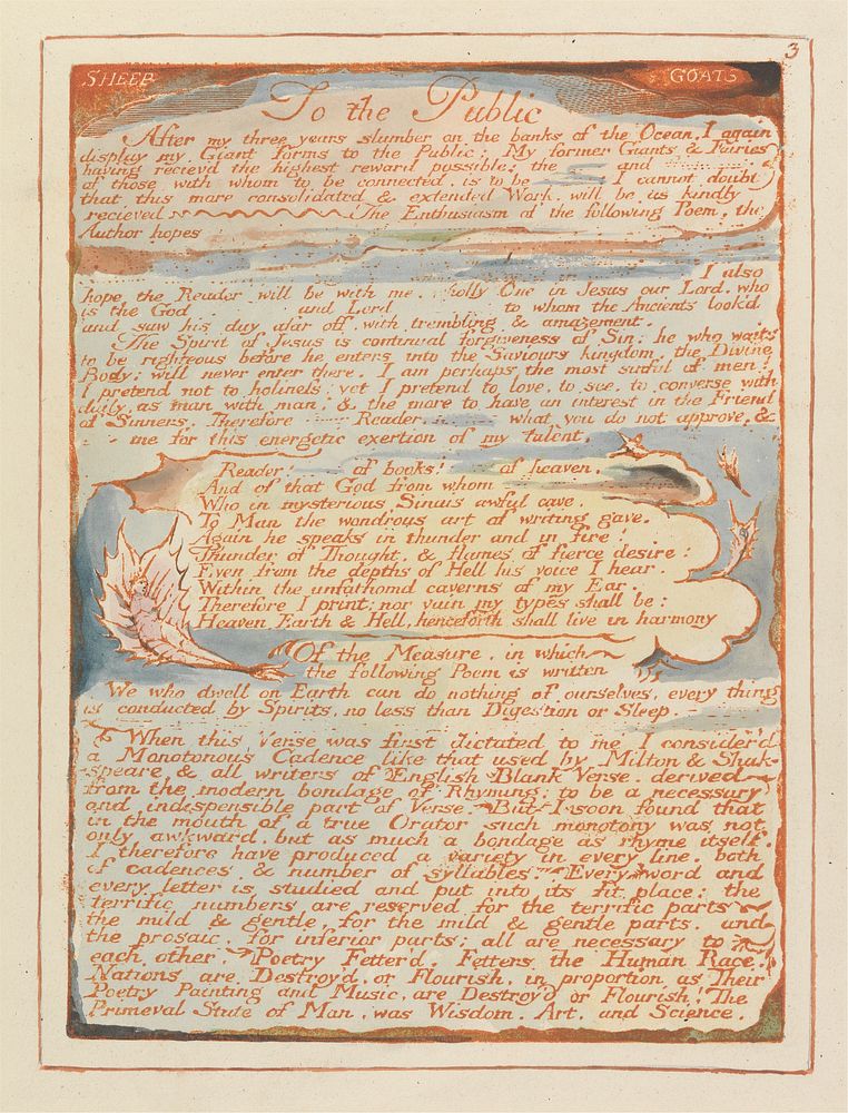 Jerusalem, Plate 3, "To the Public...." by William Blake