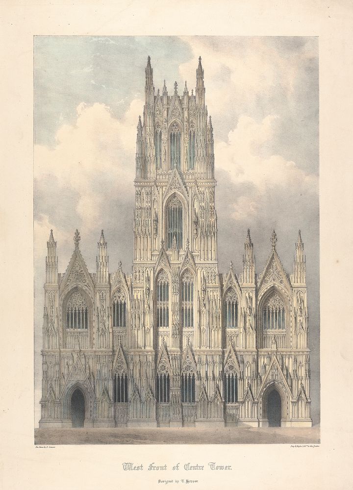 T. Hopper's Designs for the New House of Parliament: West Front of Centre Tower