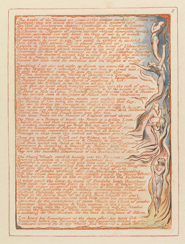 Jerusalem, Plate 5, "The banks of the Thames...." by William Blake