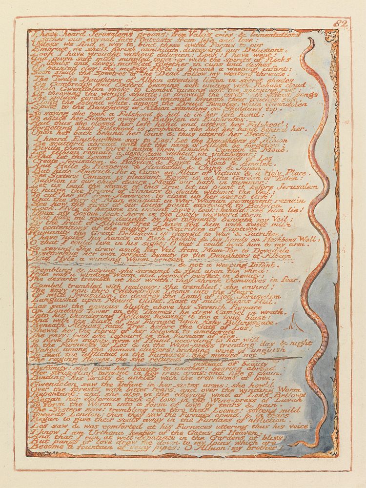 Jerusalem, Plate 82, "I have heard Jerusalems groans...." by William Blake