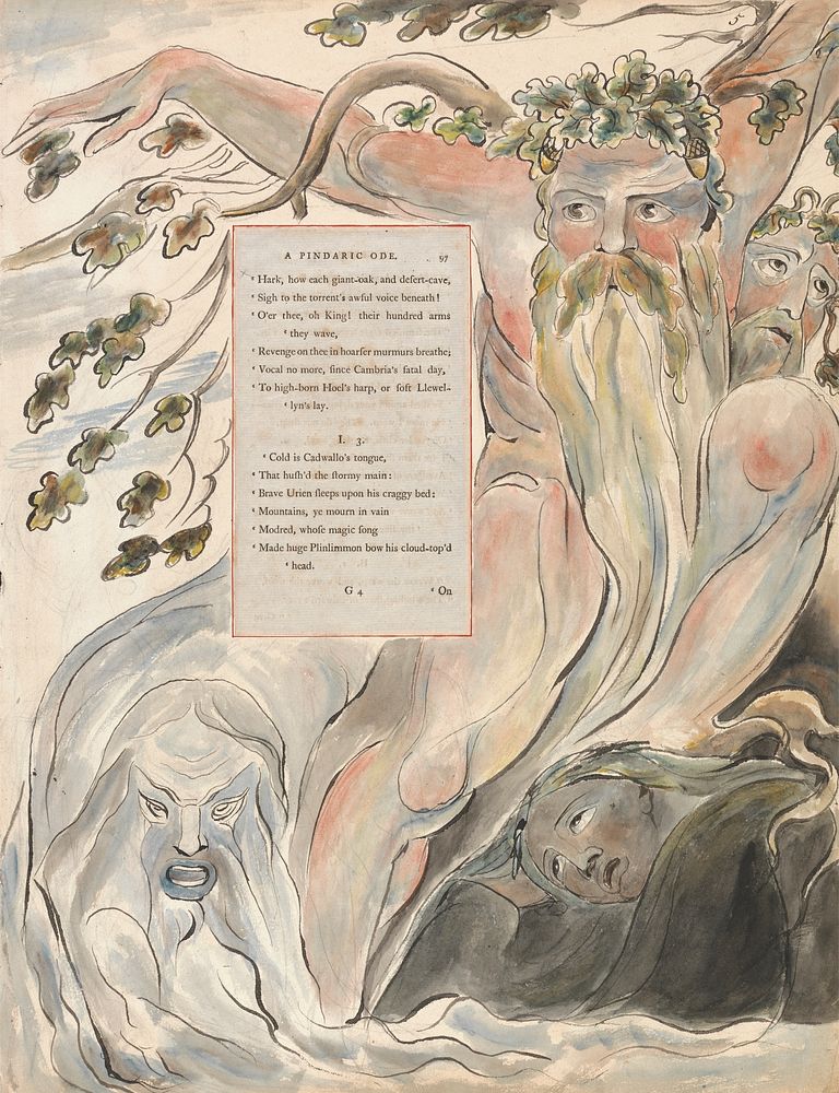 The Poems of Thomas Gray, Design 57, "The Bard." by William Blake. Original public domain image from Yale Center for British…