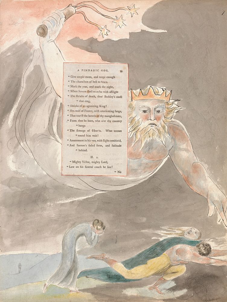 The Poems of Thomas Gray, Design 59, "The Bard." by William Blake. Original public domain image from Yale Center for British…