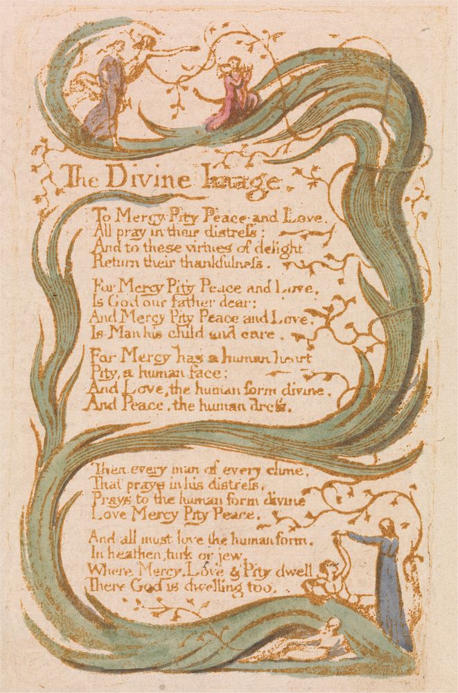 Songs of Innocence, Plate 12, "The Divine Image" (Bentley 18)