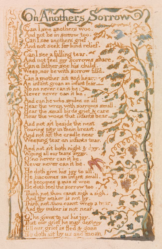 Songs of Innocence, Plate 24, "On Anothers Sorrow" (Bentley 27)