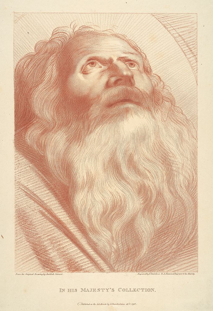 Portrait Of An Aged Man, Looking Upward by Francesco Bartolozzi 