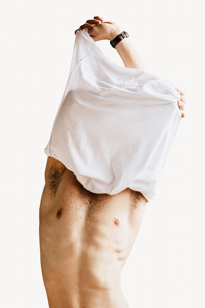 Man taking off shirt isolated design