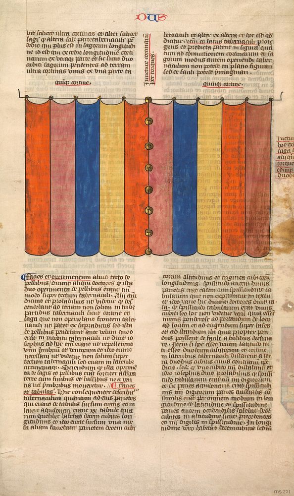 Curtain of the Tabernacle, one of six illustrated leaves from the Postilla Litteralis (Literal Commentary) of Nicholas of…