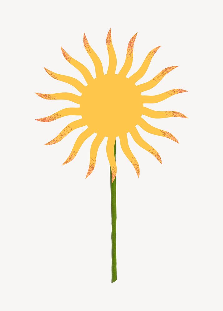 Celestial sun with branch collage element psd
