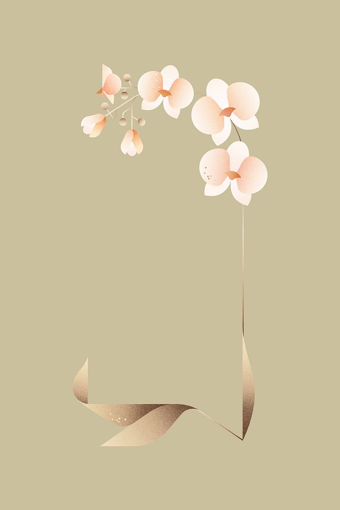 Geometric orchid flower border vector