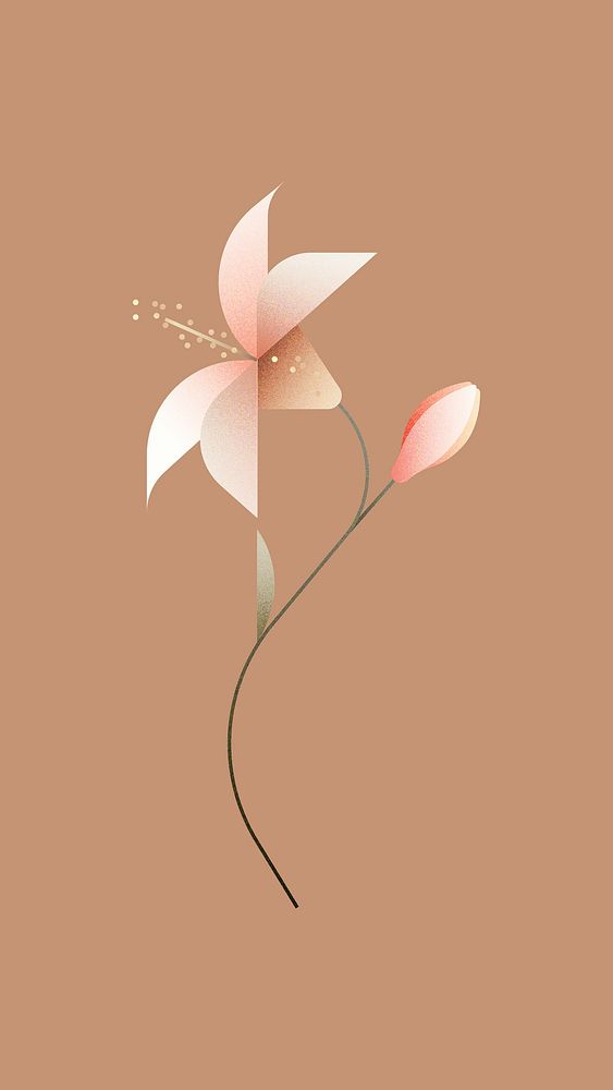 Pink geometric lily flower illustration vector