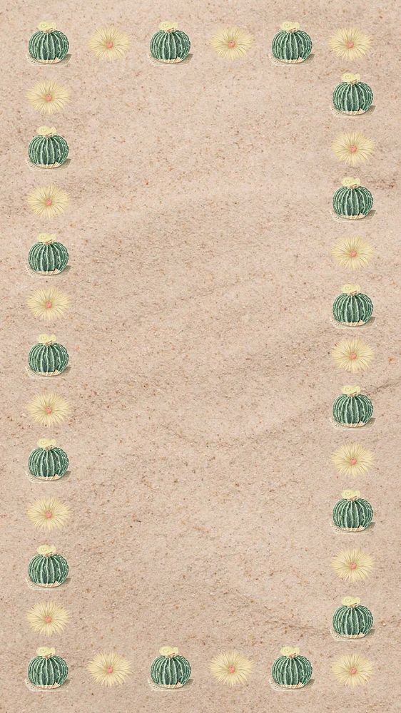Cactus border, sand iPhone wallpaper