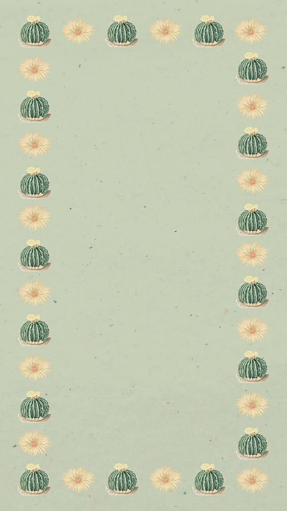Green cactus border iPhone wallpaper