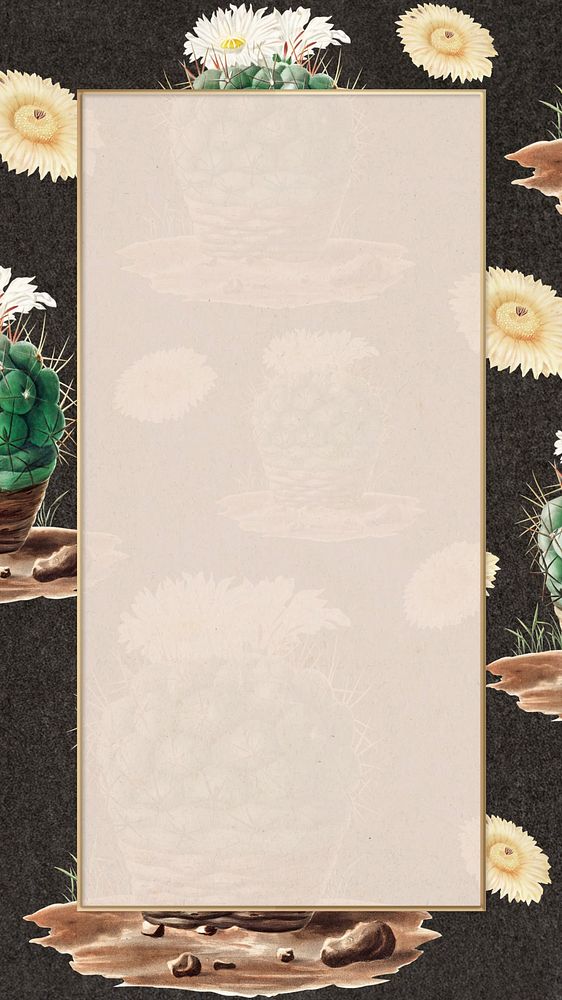 Brown cactus frame iPhone wallpaper
