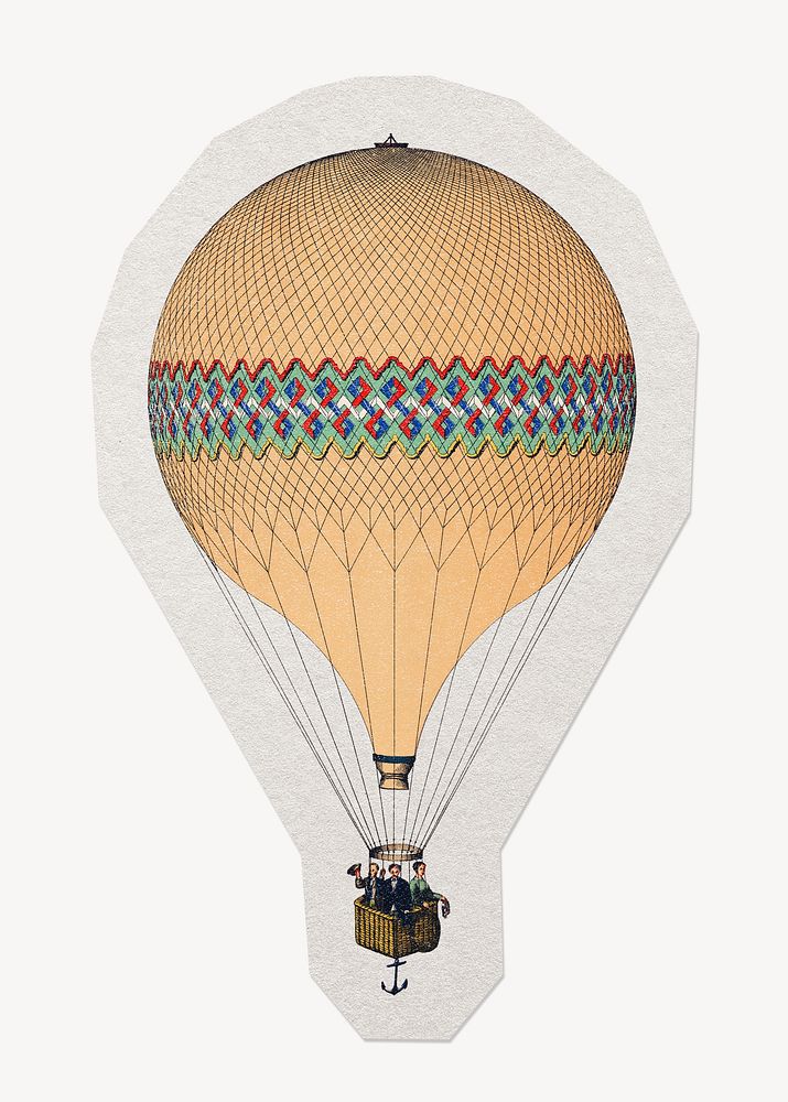 Hot air balloon paper element with white border 