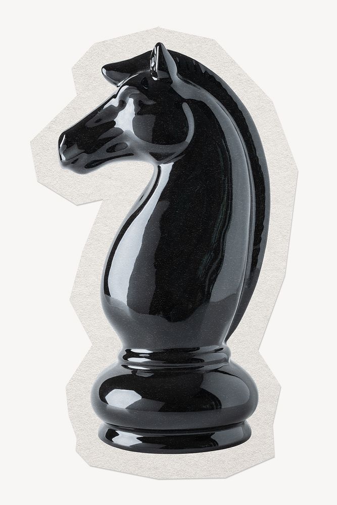 Horse chess paper element with white border