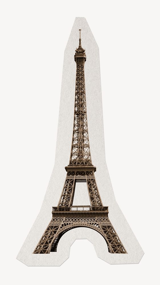 Paris Eiffel Tower paper element with white border