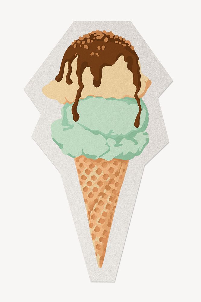 Ice cream paper element with white border