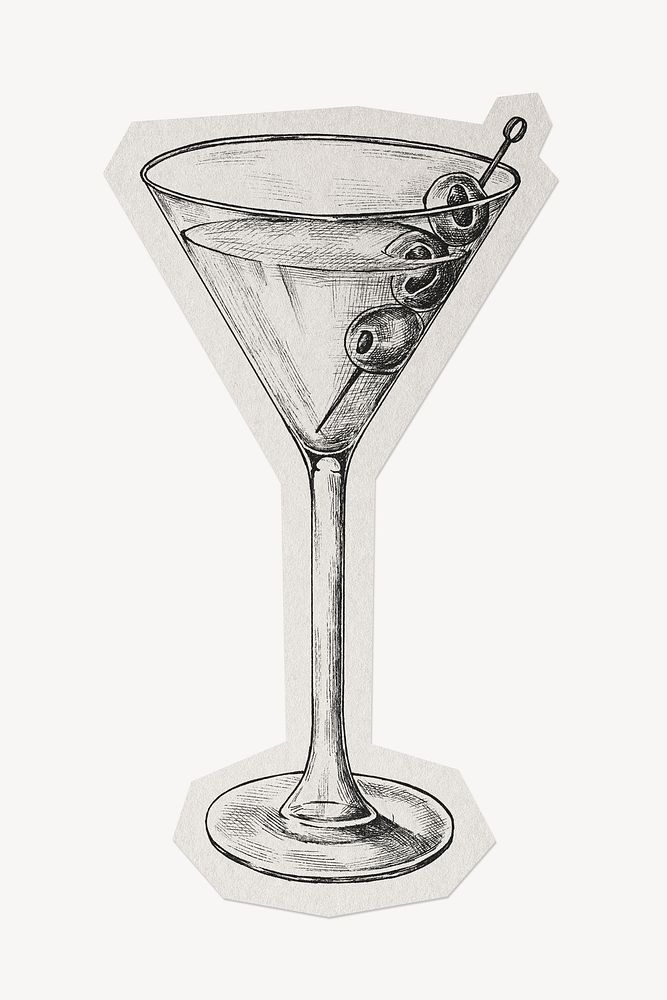 Martini cocktail paper element  white border