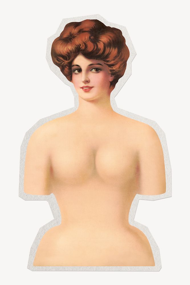 Victorian woman's body paper element with white border 