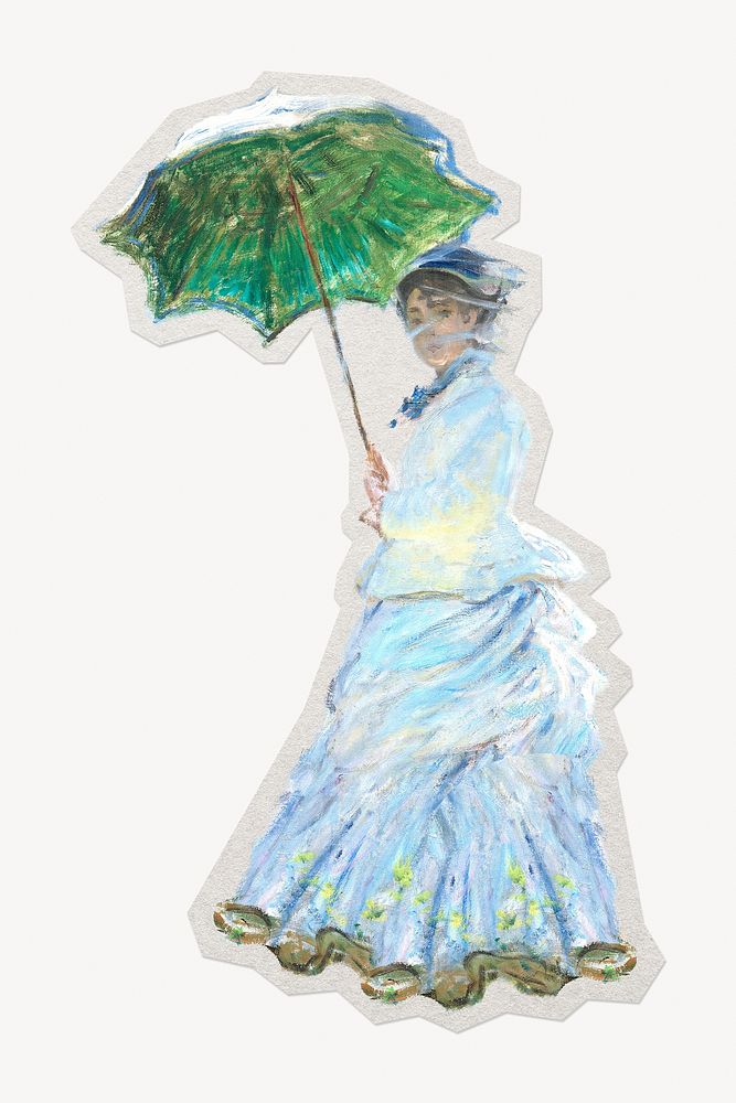 Monet's Woman with a Parasol paper element with white border 