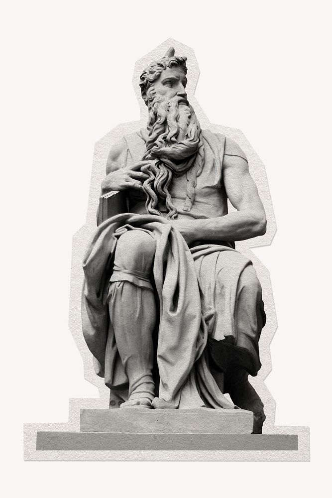  Zeus statue paper element with white border