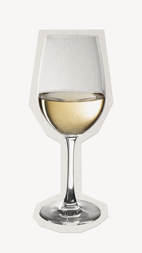 White wine in glass paper cut isolated design