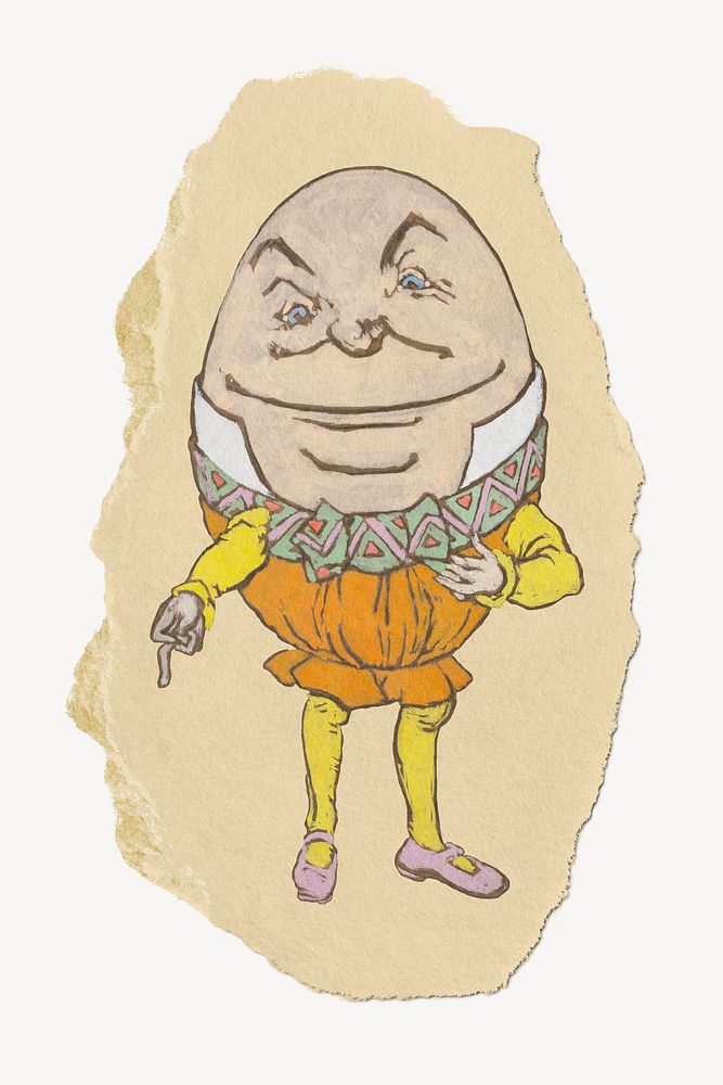 Ripped paper mockup, Humpty Dumpty from Alice&rsquo;s Adventures in Wonderland by Lewis Carroll, artwork from William…