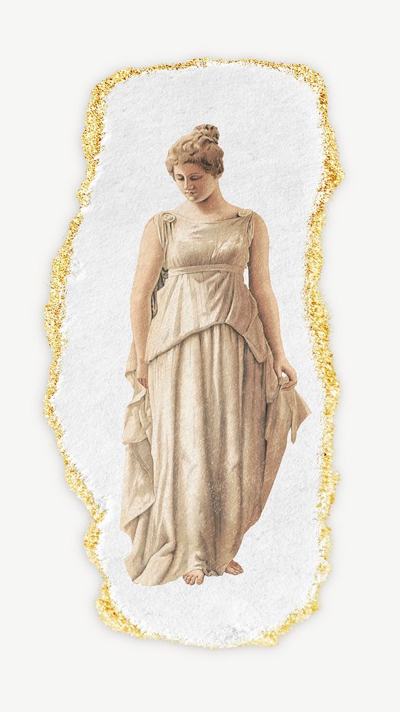 Ripped paper mockup, Greek female statue psd. Remixed by rawpixel.
