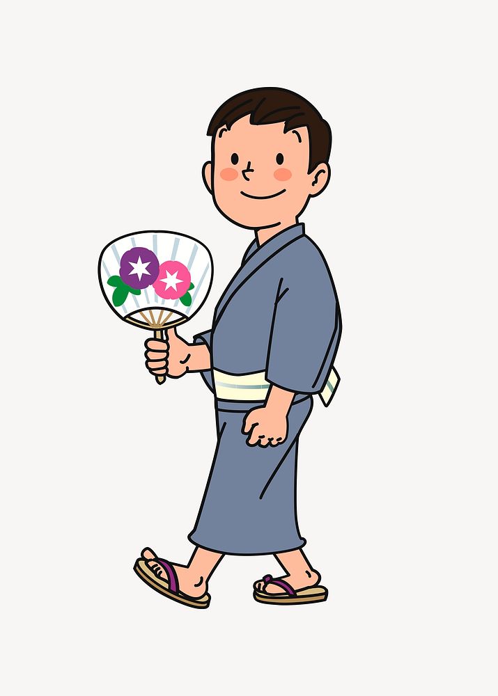 Man in jinbei traditional Japanese clothing illustration psd. Free public domain CC0 image.