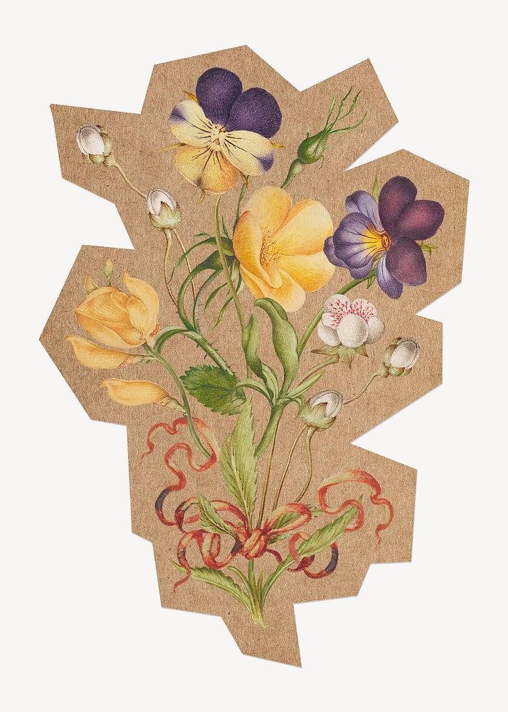 Pansy flower, cut out paper element. Artwork from Pierre Joseph Redouté remixed by rawpixel.