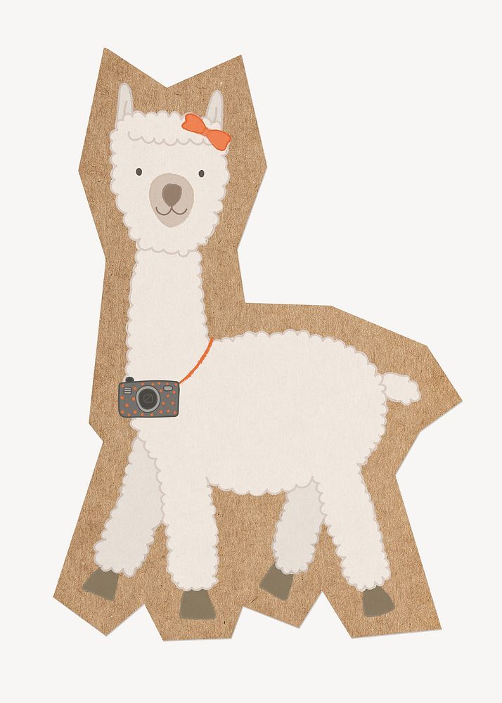 Adorable alpaca, cut out paper element