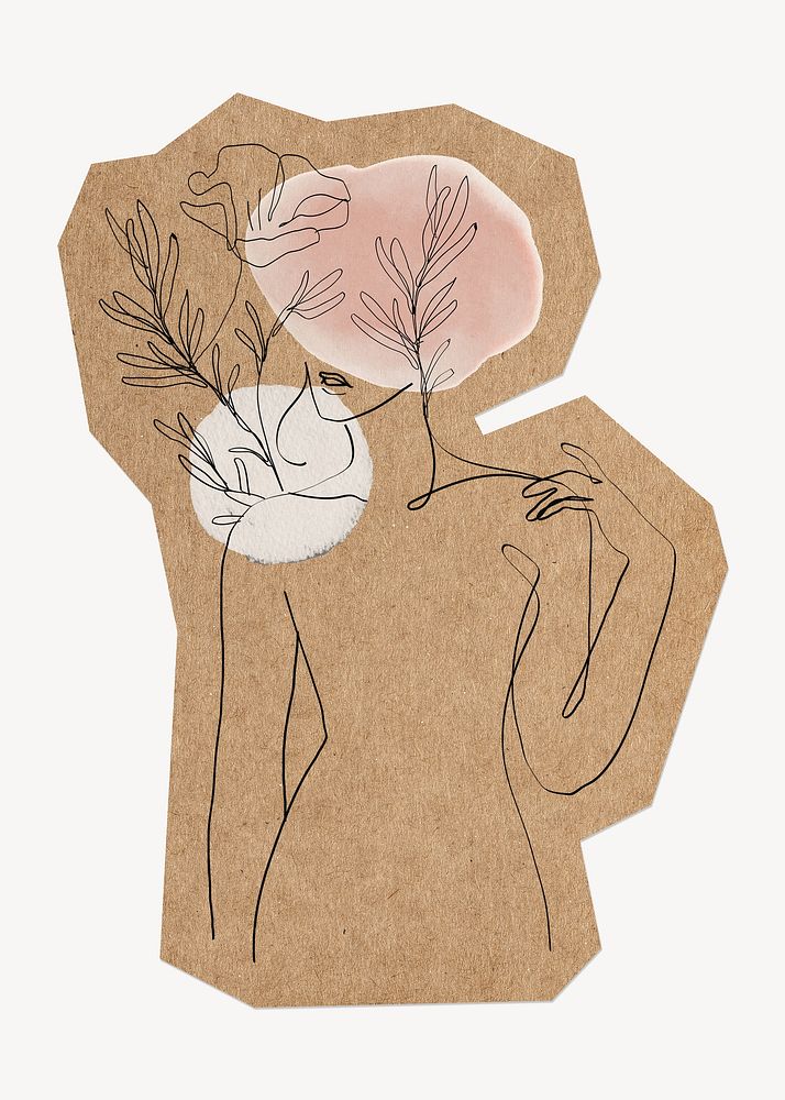 Woman&rsquo;s body illustration, cut out paper element