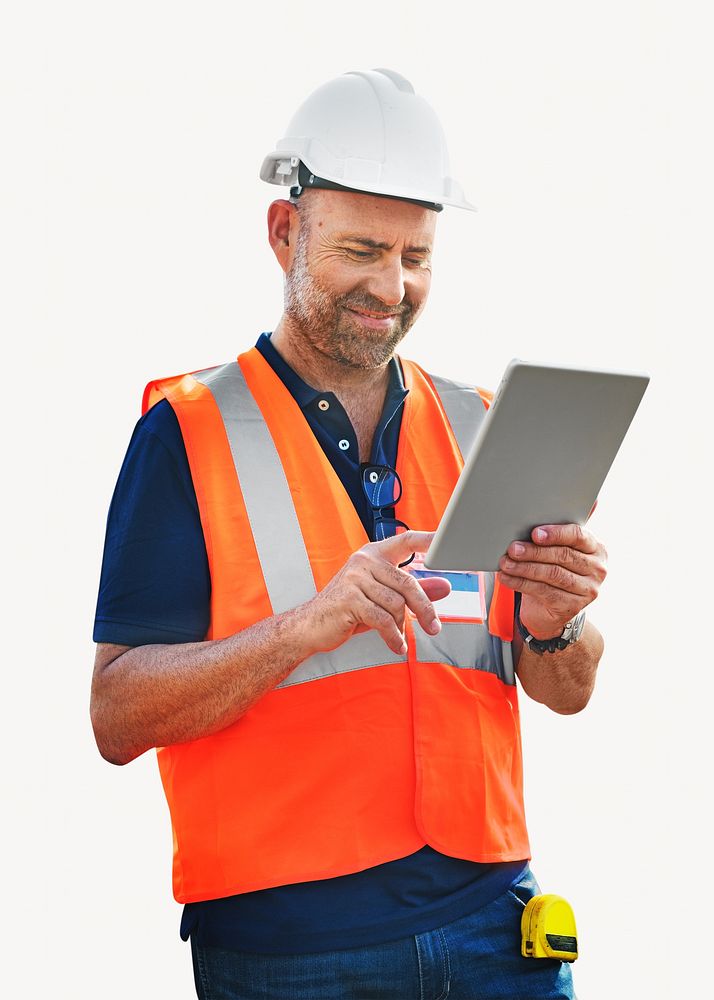 Site engineer at construction site isolated image