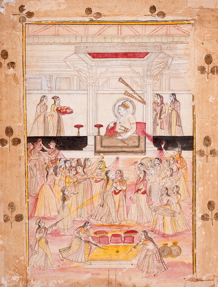 Emperor Muhammad Shah (r. 1719-48) Presides Over Celebrations of the Spring Festival of Colors (Holi Utsava)
