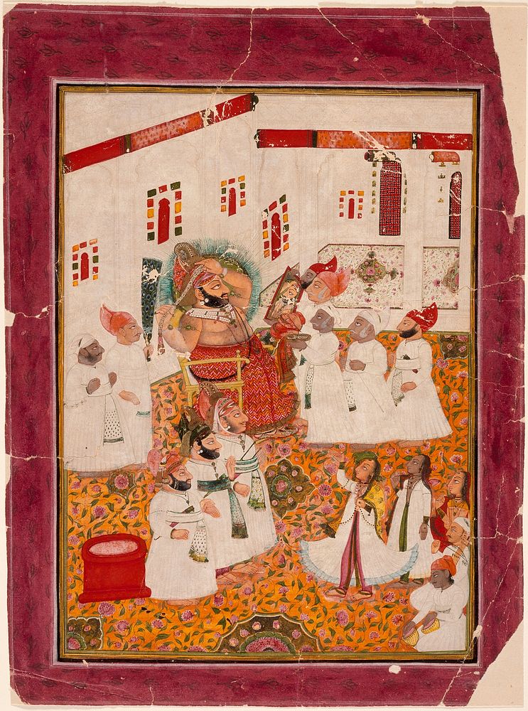 Maharana Bhim Singh of Udaipur (reigned 1778-1828) Dresses for the Teej (Swing) Festival by Chokha