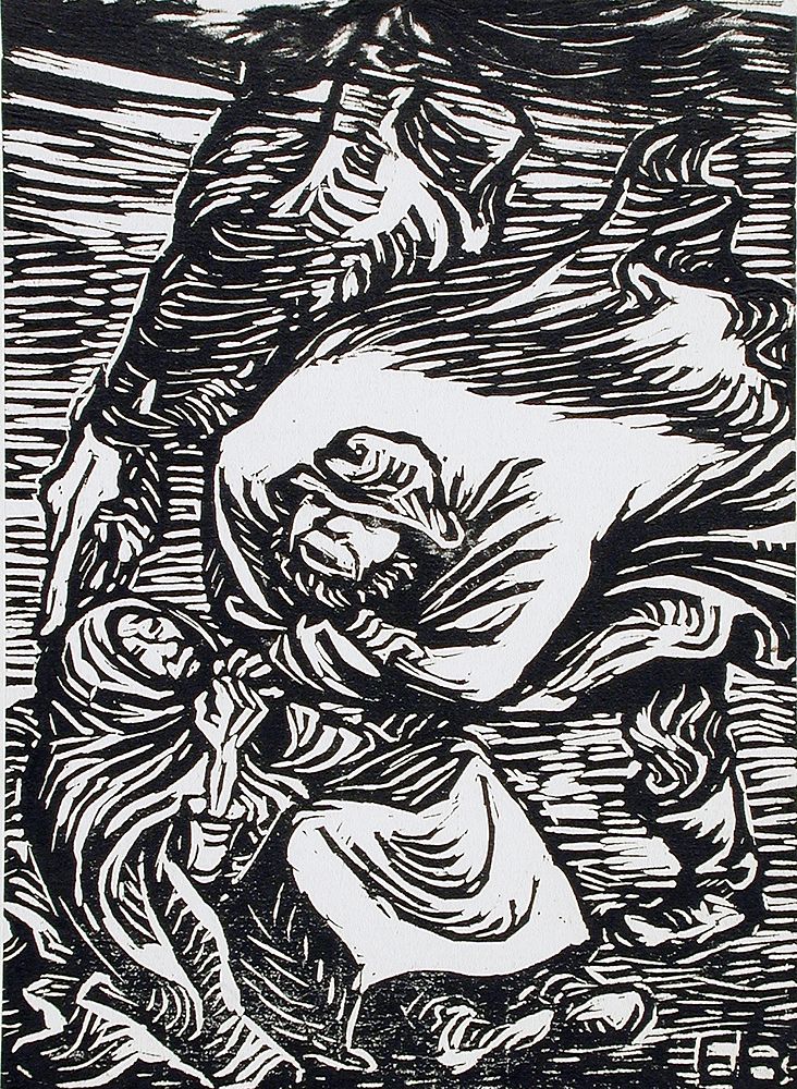 Group in a storm by Ernst Barlach