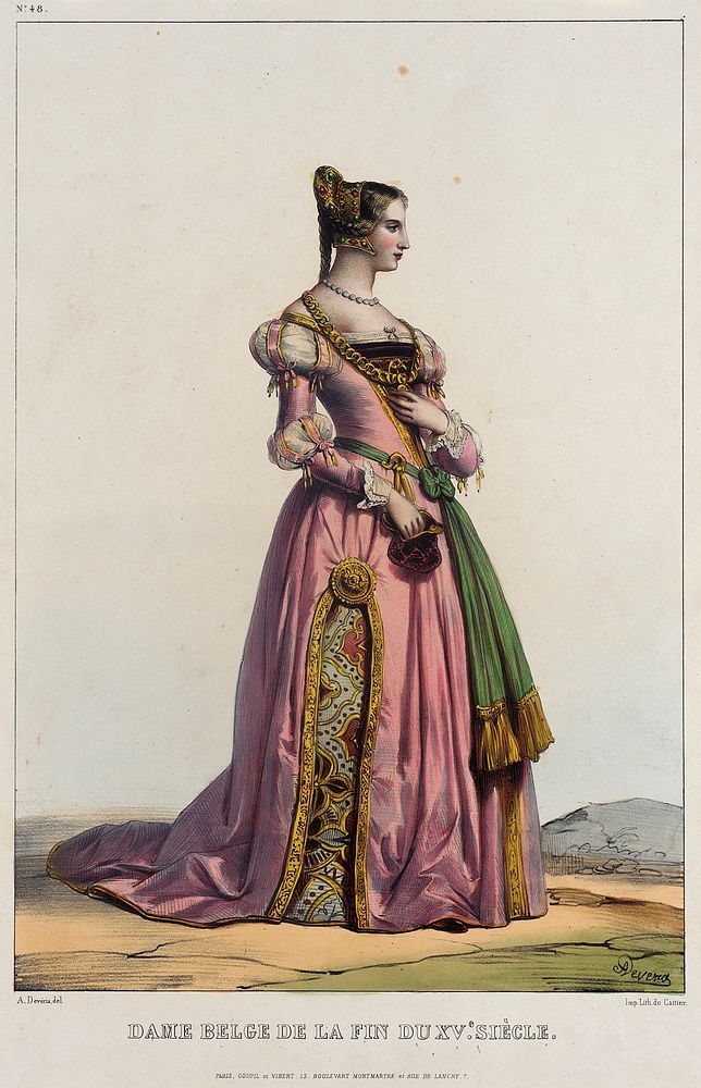 Costume Plate, 'Dame Belgede la Fin du Xve. Siecle'