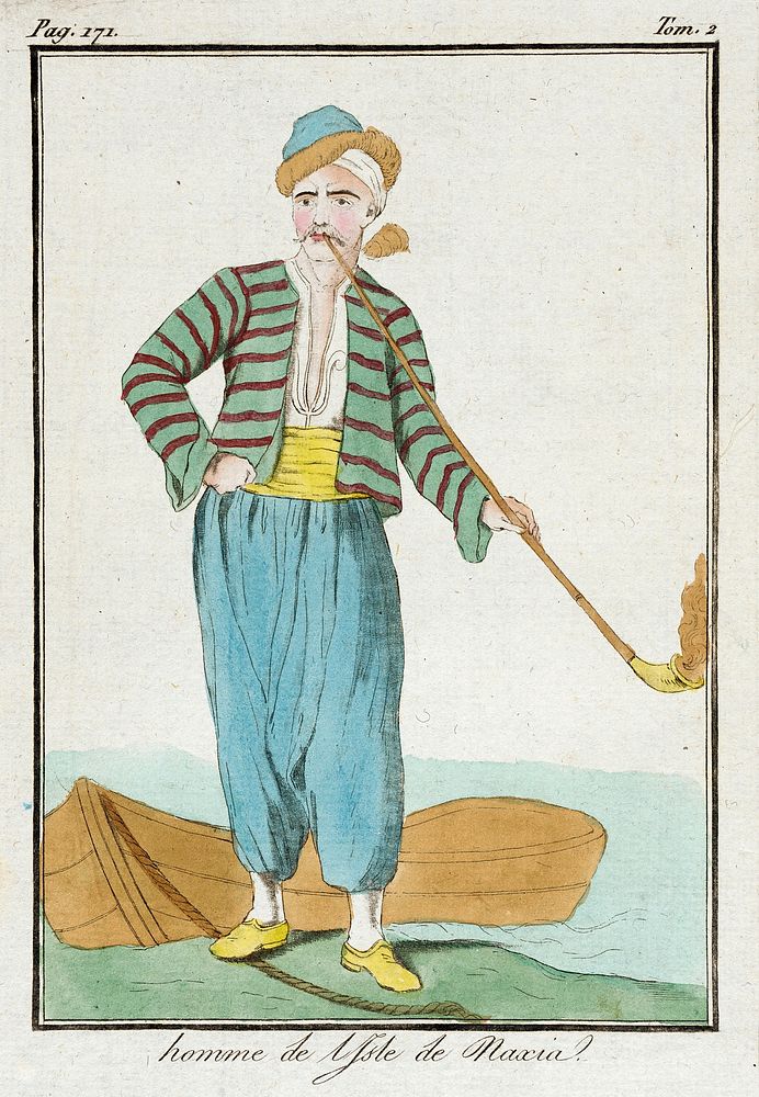 Costume Plate (Homme de l'Isle de Naxia) by Jacques Grasset de Saint Sauveur