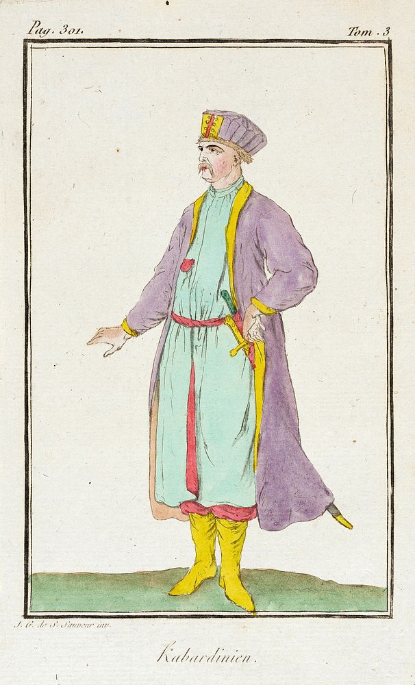 Costume Plate (Kabardinien) by Jacques Grasset de Saint Sauveur