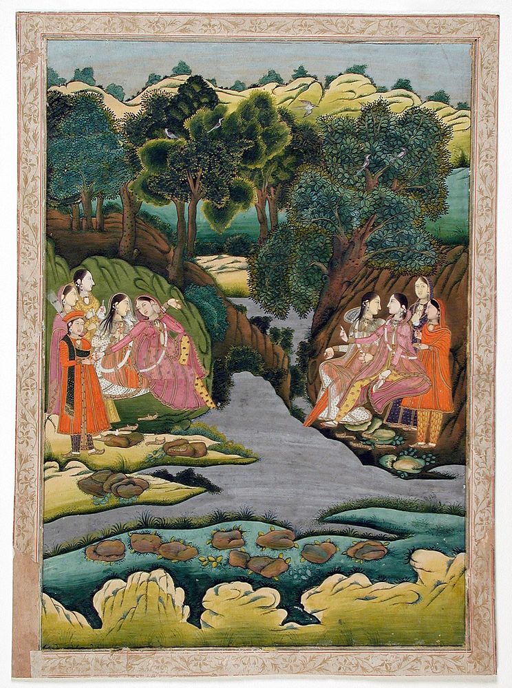 Royal Women Conversing Across a Stream by Muhammad Faqirullah Khan