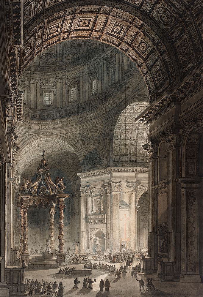 Illumination of the Cross in St. Peter's on Good Friday by Louis Jean Desprez and Francesco Piranesi